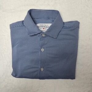 Mizzen+Main Shirt Mens Small Blue White Check Spinnaker Trim Fit Performance
